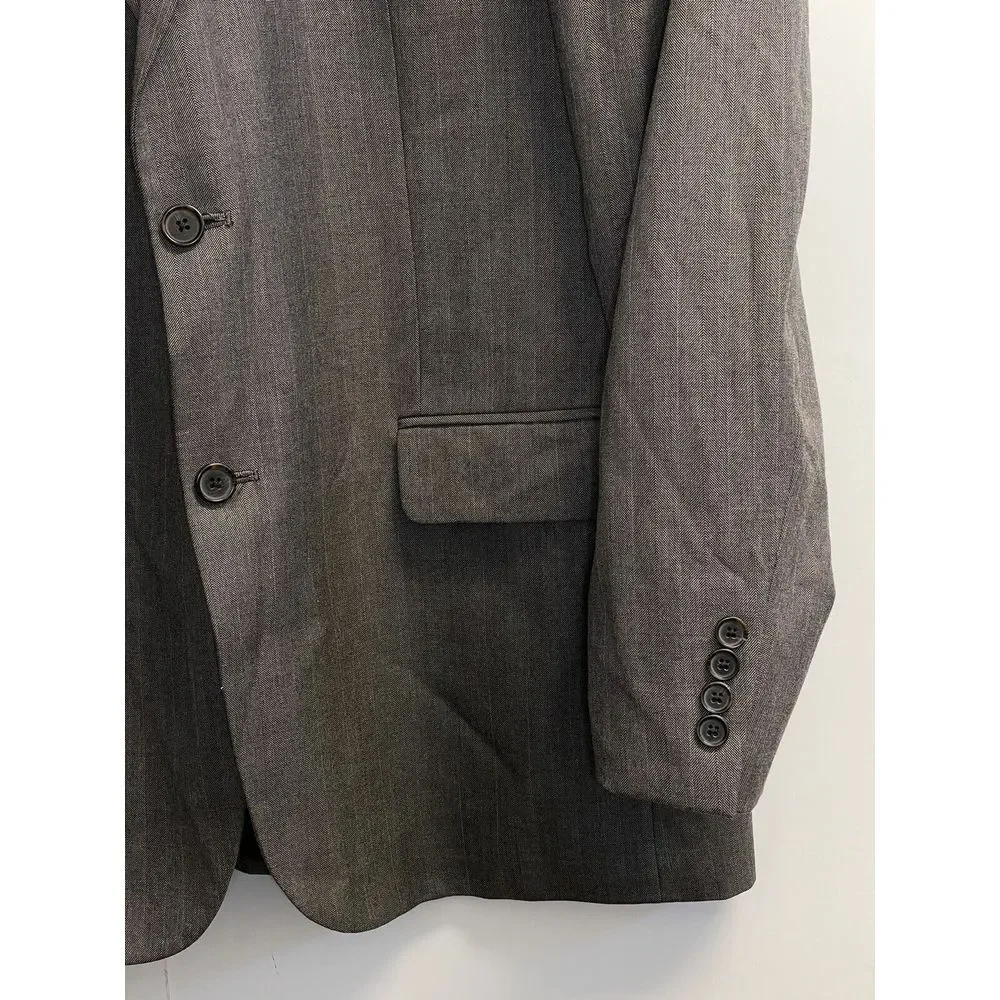 SADDLEBRED Men's Size 44L Sport Coat ‎ Blazer Suit Jacket Grey Brown Stripe